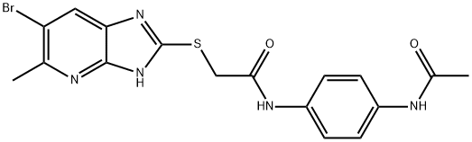 N-(4-acetamidophenyl)-2-[(6-bromo-5-methyl-1H-imidazo[4,5-b]pyridin-2-yl)sulfanyl]acetamide Structural