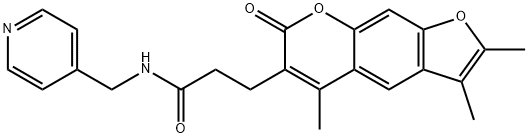 N-(pyridin-4-ylmethyl)-3-(2,3,5-trimethyl-7-oxofuro[3,2-g]chromen-6-yl)propanamide Structural