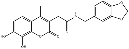 N-(1,3-benzodioxol-5-ylmethyl)-2-(7,8-dihydroxy-4-methyl-2-oxochromen-3-yl)acetamide Structural
