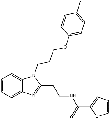 N-[2-[1-[3-(4-methylphenoxy)propyl]benzimidazol-2-yl]ethyl]furan-2-carboxamide Structural
