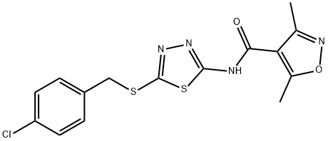 N-[5-[(4-chlorophenyl)methylsulfanyl]-1,3,4-thiadiazol-2-yl]-3,5-dimethyl-1,2-oxazole-4-carboxamide Structural