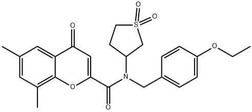 N-(1,1-dioxothiolan-3-yl)-N-[(4-ethoxyphenyl)methyl]-6,8-dimethyl-4-oxochromene-2-carboxamide Structural