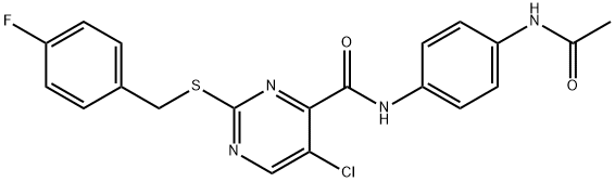 N-(4-acetamidophenyl)-5-chloro-2-[(4-fluorophenyl)methylsulfanyl]pyrimidine-4-carboxamide Structural