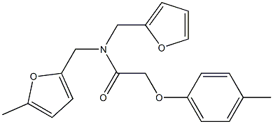 N-(furan-2-ylmethyl)-N-[(5-methylfuran-2-yl)methyl]-2-(4-methylphenoxy)acetamide Structural