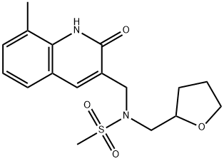 N-[(8-methyl-2-oxo-1H-quinolin-3-yl)methyl]-N-(oxolan-2-ylmethyl)methanesulfonamide Structural