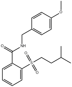 N-[(4-methoxyphenyl)methyl]-2-(3-methylbutylsulfonyl)benzamide Structural