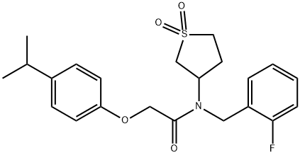 N-(1,1-dioxothiolan-3-yl)-N-[(2-fluorophenyl)methyl]-2-(4-propan-2-ylphenoxy)acetamide Structural