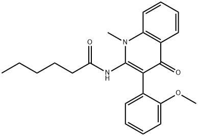 N-[3-(2-methoxyphenyl)-1-methyl-4-oxoquinolin-2-yl]hexanamide Structural