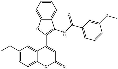 N-[2-(6-ethyl-2-oxochromen-4-yl)-1-benzofuran-3-yl]-3-methoxybenzamide Structural