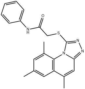 N-phenyl-2-[(5,7,9-trimethyl-[1,2,4]triazolo[4,3-a]quinolin-1-yl)sulfanyl]acetamide Structural