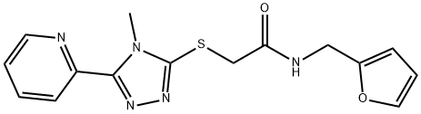 N-(furan-2-ylmethyl)-2-[(4-methyl-5-pyridin-2-yl-1,2,4-triazol-3-yl)sulfanyl]acetamide Structural