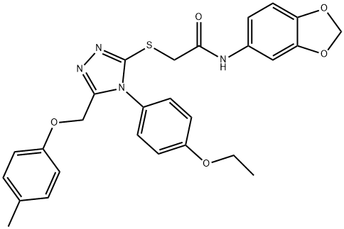 N-(1,3-benzodioxol-5-yl)-2-[[4-(4-ethoxyphenyl)-5-[(4-methylphenoxy)methyl]-1,2,4-triazol-3-yl]sulfanyl]acetamide Structural