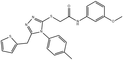 N-(3-methoxyphenyl)-2-[[4-(4-methylphenyl)-5-(thiophen-2-ylmethyl)-1,2,4-triazol-3-yl]sulfanyl]acetamide Structural