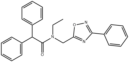 N-ethyl-2,2-diphenyl-N-[(3-phenyl-1,2,4-oxadiazol-5-yl)methyl]acetamide Structural