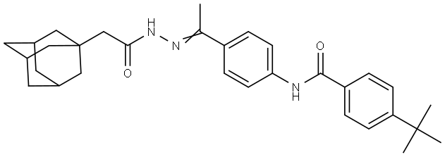 N-[4-[(E)-N-[[2-(1-adamantyl)acetyl]amino]-C-methylcarbonimidoyl]phenyl]-4-tert-butylbenzamide Structural
