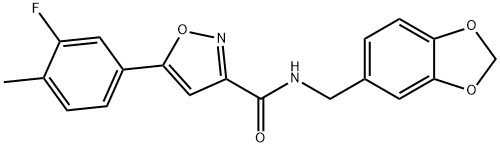 N-(1,3-benzodioxol-5-ylmethyl)-5-(3-fluoro-4-methylphenyl)-1,2-oxazole-3-carboxamide Structural