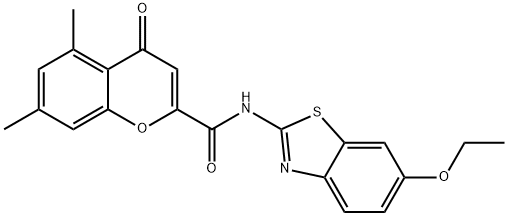 N-(6-ethoxy-1,3-benzothiazol-2-yl)-5,7-dimethyl-4-oxochromene-2-carboxamide Structural