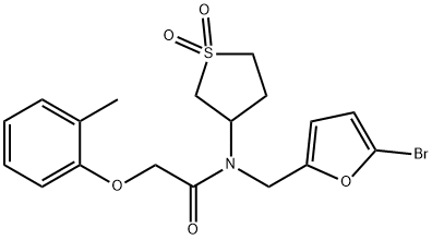 N-[(5-bromofuran-2-yl)methyl]-N-(1,1-dioxothiolan-3-yl)-2-(2-methylphenoxy)acetamide Structural