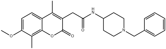 N-(1-benzylpiperidin-4-yl)-2-(7-methoxy-4,8-dimethyl-2-oxochromen-3-yl)acetamide Structural