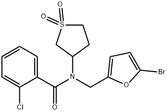 N-[(5-bromofuran-2-yl)methyl]-2-chloro-N-(1,1-dioxothiolan-3-yl)benzamide Structural