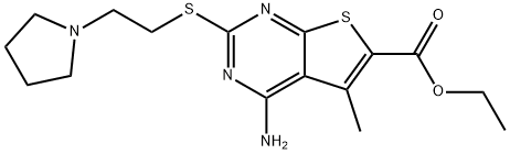 ethyl 4-amino-5-methyl-2-(2-pyrrolidin-1-ylethylsulfanyl)thieno[2,3-d]pyrimidine-6-carboxylate Structural