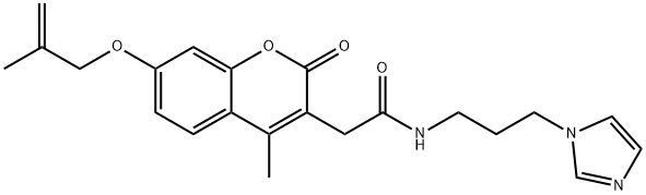 N-(3-imidazol-1-ylpropyl)-2-[4-methyl-7-(2-methylprop-2-enoxy)-2-oxochromen-3-yl]acetamide Structural