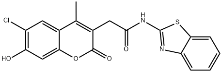 N-(1,3-benzothiazol-2-yl)-2-(6-chloro-7-hydroxy-4-methyl-2-oxochromen-3-yl)acetamide Structural