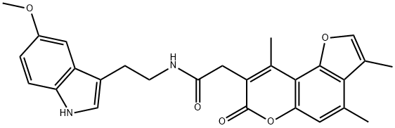 N-[2-(5-methoxy-1H-indol-3-yl)ethyl]-2-(3,4,9-trimethyl-7-oxofuro[2,3-f]chromen-8-yl)acetamide Structural