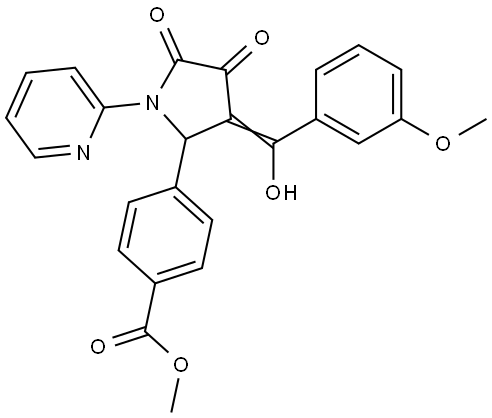 methyl 4-[(3E)-3-[hydroxy-(3-methoxyphenyl)methylidene]-4,5-dioxo-1-pyridin-2-ylpyrrolidin-2-yl]benzoate Structural