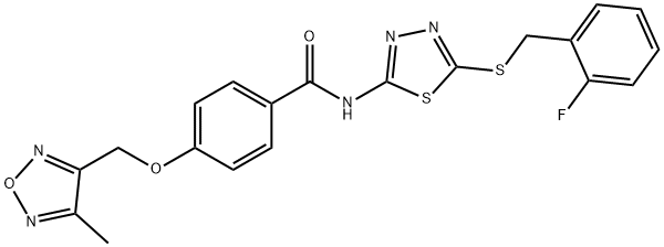 N-[5-[(2-fluorophenyl)methylsulfanyl]-1,3,4-thiadiazol-2-yl]-4-[(4-methyl-1,2,5-oxadiazol-3-yl)methoxy]benzamide Structural