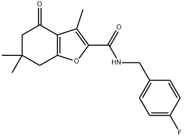 N-[(4-fluorophenyl)methyl]-3,6,6-trimethyl-4-oxo-5,7-dihydro-1-benzofuran-2-carboxamide Structural