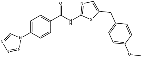 N-[5-[(4-methoxyphenyl)methyl]-1,3-thiazol-2-yl]-4-(tetrazol-1-yl)benzamide Structural