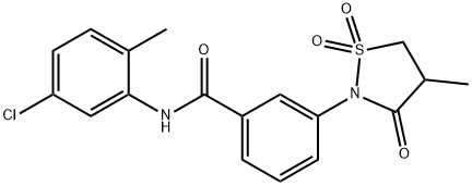 N-(5-chloro-2-methylphenyl)-3-(4-methyl-1,1,3-trioxo-1,2-thiazolidin-2-yl)benzamide Structural