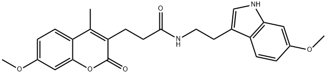 N-[2-(6-methoxy-1H-indol-3-yl)ethyl]-3-(7-methoxy-4-methyl-2-oxochromen-3-yl)propanamide Structural