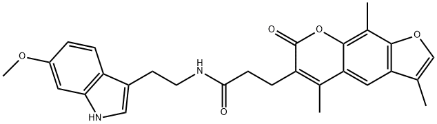 N-[2-(6-methoxy-1H-indol-3-yl)ethyl]-3-(3,5,9-trimethyl-7-oxofuro[3,2-g]chromen-6-yl)propanamide Structural