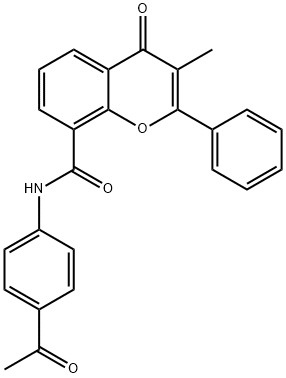 N-(4-acetylphenyl)-3-methyl-4-oxo-2-phenylchromene-8-carboxamide Structural