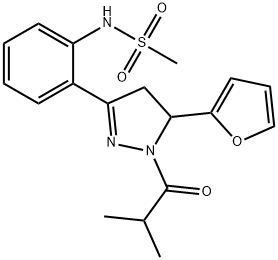N-[2-[3-(furan-2-yl)-2-(2-methylpropanoyl)-3,4-dihydropyrazol-5-yl]phenyl]methanesulfonamide Structural