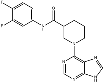 N-(3,4-difluorophenyl)-1-(7H-purin-6-yl)piperidine-3-carboxamide Structural