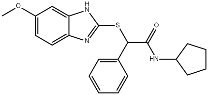 N-cyclopentyl-2-[(6-methoxy-1H-benzimidazol-2-yl)sulfanyl]-2-phenylacetamide Structural
