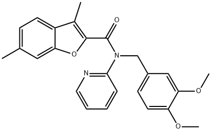 N-[(3,4-dimethoxyphenyl)methyl]-3,6-dimethyl-N-pyridin-2-yl-1-benzofuran-2-carboxamide Structural