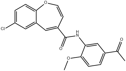 N-(5-acetyl-2-methoxyphenyl)-7-chloro-1-benzoxepine-4-carboxamide Structural