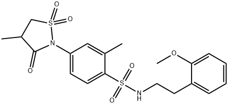 N-[2-(2-methoxyphenyl)ethyl]-2-methyl-4-(4-methyl-1,1,3-trioxo-1,2-thiazolidin-2-yl)benzenesulfonamide Structural