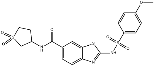N-(1,1-dioxothiolan-3-yl)-2-[(4-methoxyphenyl)sulfonylamino]-1,3-benzothiazole-6-carboxamide Structural