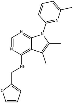 N-(furan-2-ylmethyl)-5,6-dimethyl-7-(6-methylpyridin-2-yl)pyrrolo[2,3-d]pyrimidin-4-amine Structural