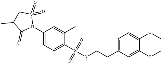 N-[2-(3,4-dimethoxyphenyl)ethyl]-2-methyl-4-(4-methyl-1,1,3-trioxo-1,2-thiazolidin-2-yl)benzenesulfonamide Structural
