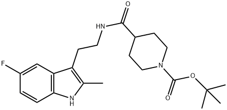 tert-butyl 4-[2-(5-fluoro-2-methyl-1H-indol-3-yl)ethylcarbamoyl]piperidine-1-carboxylate Structural