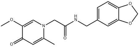 N-(1,3-benzodioxol-5-ylmethyl)-2-(5-methoxy-2-methyl-4-oxopyridin-1-yl)acetamide Structural