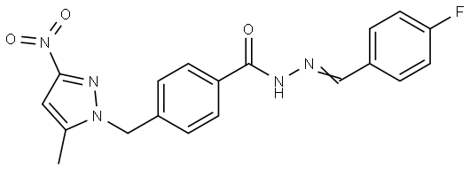 N-[(E)-(4-fluorophenyl)methylideneamino]-4-[(5-methyl-3-nitropyrazol-1-yl)methyl]benzamide Structural