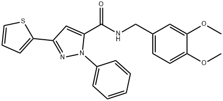 N-[(3,4-dimethoxyphenyl)methyl]-2-phenyl-5-thiophen-2-ylpyrazole-3-carboxamide Structural