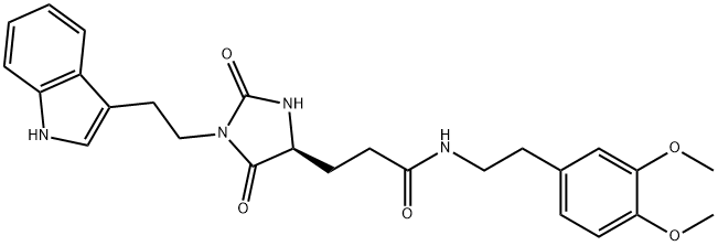 N-[2-(3,4-dimethoxyphenyl)ethyl]-3-[(4S)-1-[2-(1H-indol-3-yl)ethyl]-2,5-dioxoimidazolidin-4-yl]propanamide Structural